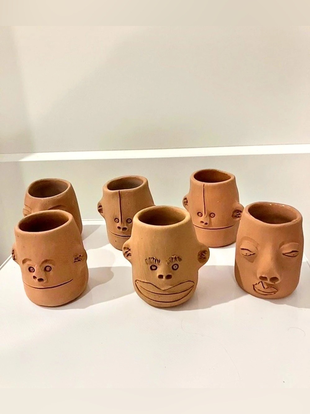 Small Terracotta Clay Face Pots